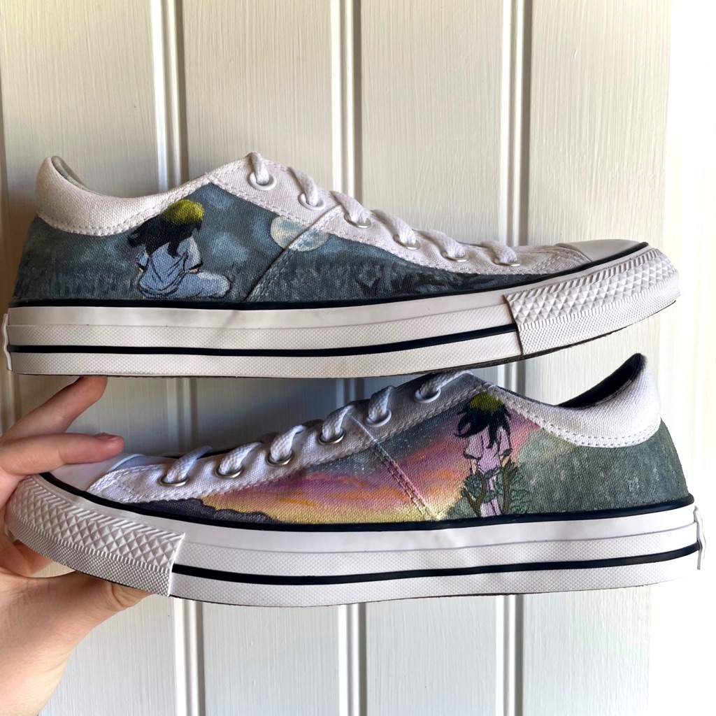 Authentic Low Top Womens Converse Billie Eilish Hand Painted
